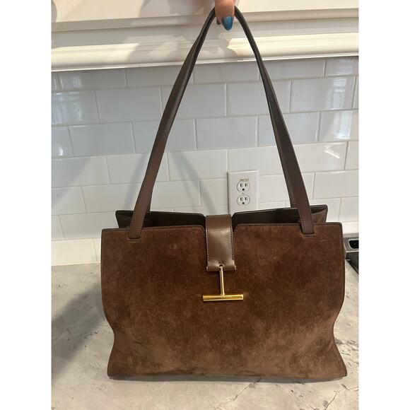 Tom Ford Handbags - Tom Ford Brown Suede Tote Shoulder Bag